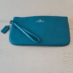Coach Turquoise Leather Wristlet